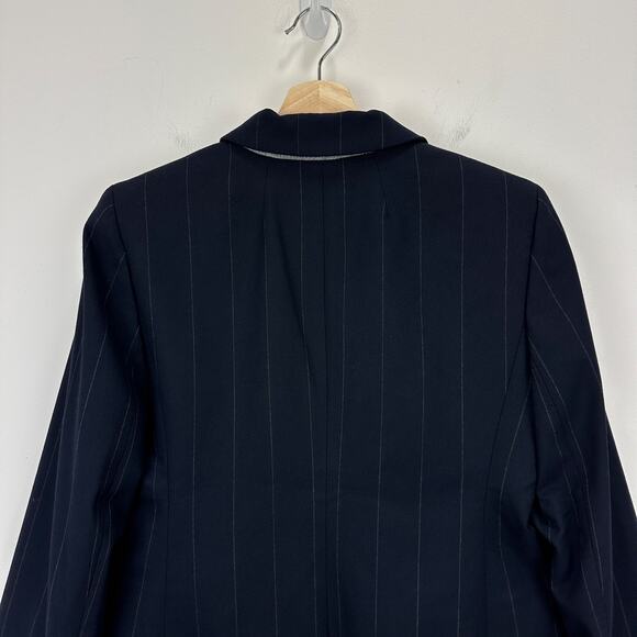 J.Crew Petite One Button Blazer Navy Pinstripe Classic Minimalist US 10P NWT - Picture 9 of 13